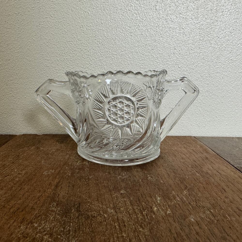 Tiffin-Francisan Vintage Sunflower Pressed Glass Open Sugar‎ Bowl